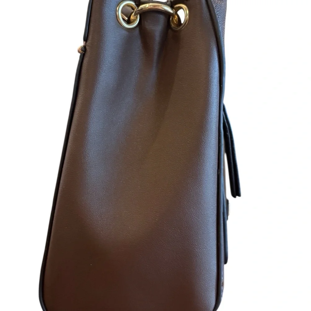 Adrienne Vittadini Crossbody Fleur-de-lis Adjustable Strap Brown Bone NEW‎ $190